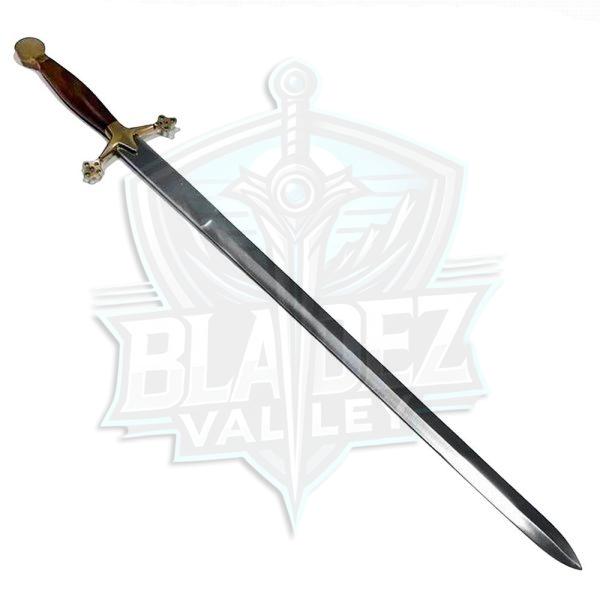 BV 1417 The Medieval Knight Scottish Claymore Sword Brass Natural wood Handle - Image 3