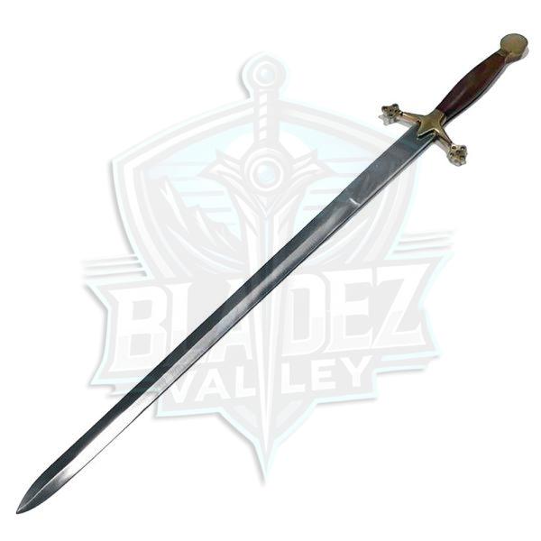 BV 1417 The Medieval Knight Scottish Claymore Sword Brass Natural wood Handle - Image 2