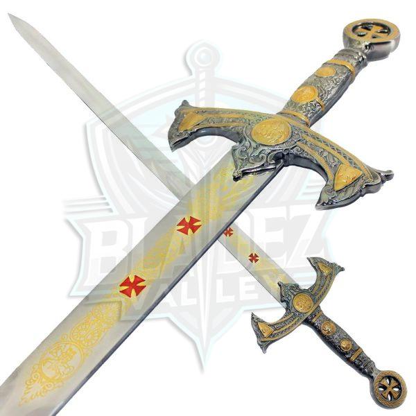 BW Templar Knights Sacred Holy Longsword Ornate Steel Replica Medieval Sword Red Cross