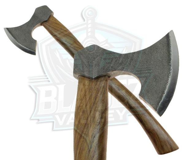 Functional Carbon Steel Bearded Viking Axe Solid Hardwood Haft Hatchet Camping Tools